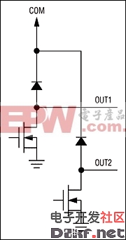 图3. 此为图2所示电路8个漏极开路输出中的两个