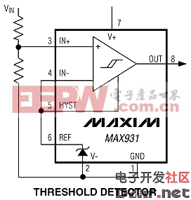 MAX931，MAX932，MAX933，MAX934：典型工作电路