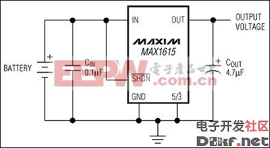 MAX1615、MAX1616：典型工作电路