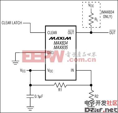 MAX834、MAX835：典型工作电路