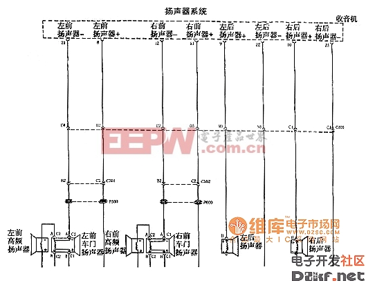 君威轿车20l收音机音响系统电路图