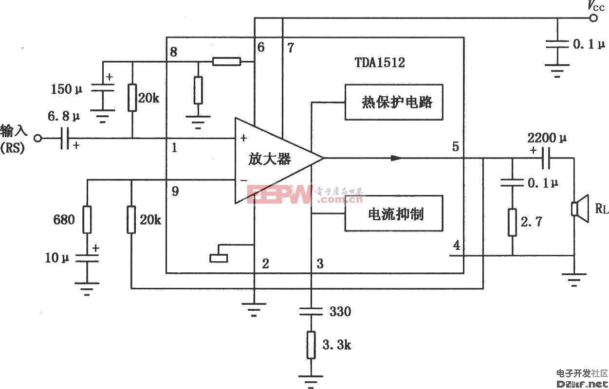 TDA1512/1512Q 20WHi-Fi音频功率放大电路
