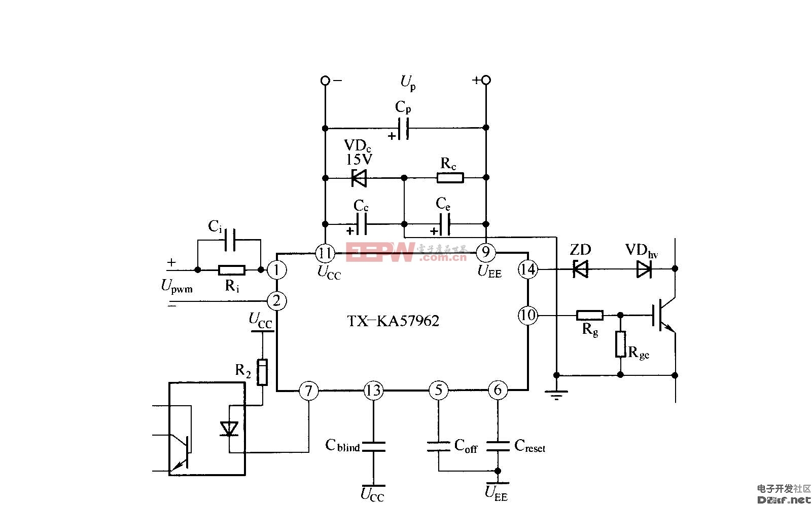 TX—KA57962 IGBT驱动器的应用连接图