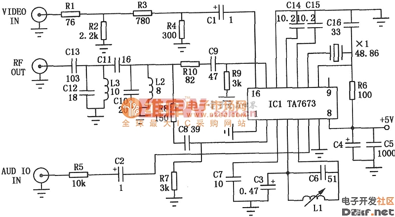 TA7673组成的射频调制器电路图