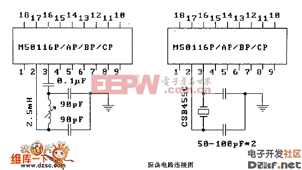 M50116P／AP／BP／CP 振荡电路连接电路图