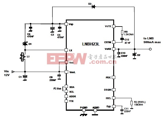 LNBH23L LNB电源电路图