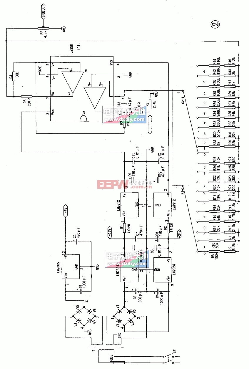 用运算放大器LM358制作超低频信号发生器电路图LM358 Low-frequency signal generator