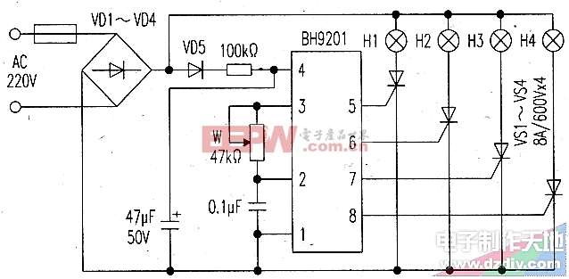 SH805、BH9201两种节日彩灯电路及快速修理Illumination control circuit