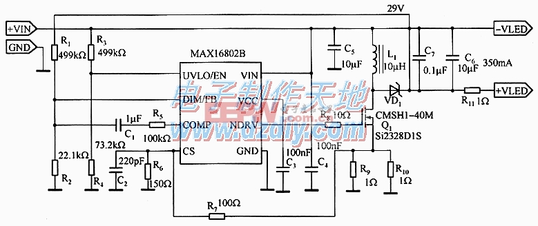 MAX16802典型LED驱动电路