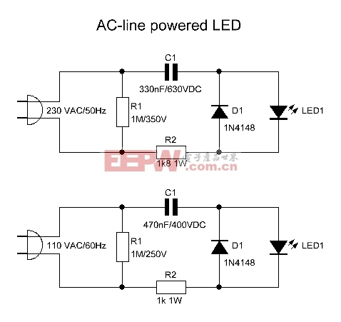 LED 交流供电指示灯