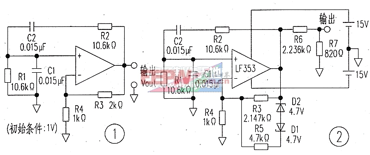 LF353运放构成振荡电路LF353 Oscillation circuit