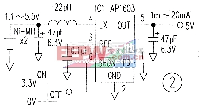 AP1603升压变换电路-可为1.5V电池升压为3.3V或5VAP1603 STEP-UP CONVERTER