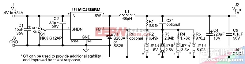MIC4680 +7.5 to +34 input multi-output power converter
