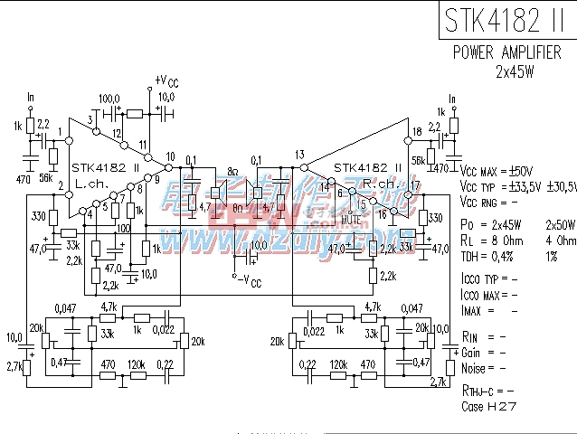 STK4182功率放大电路图