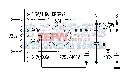 一款简单实用的胆机电源电路图6P3P Vacuum tube amplifier