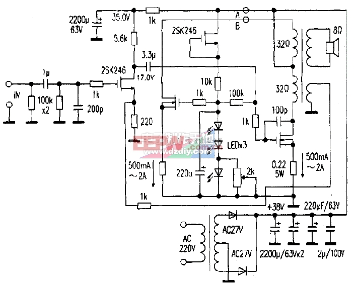 无磁隙输出变压器的单端放大器电路图Special class A amplifier