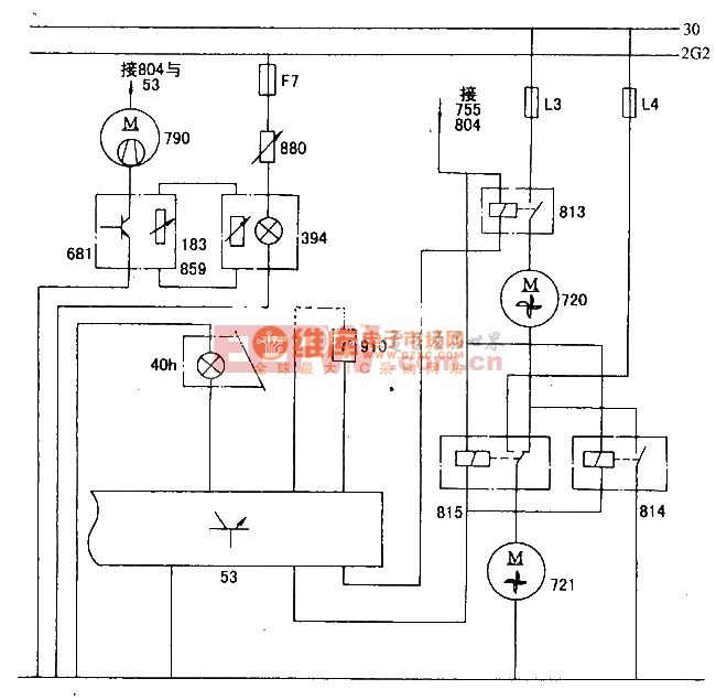神龙一富康dc714ozx轿车空调原理电路图
