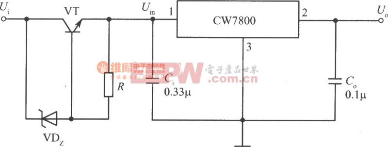 CW7800构成高输入电压的集成稳压电源电路之一 2007-7-3