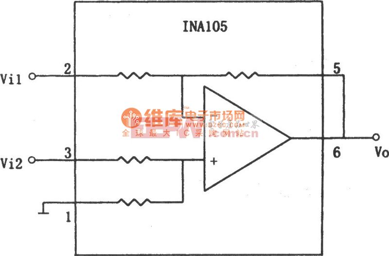 INA105构成的减法电路(1)电路图