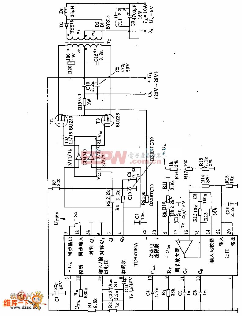 80v—12v／10A直流电压变换器电路图