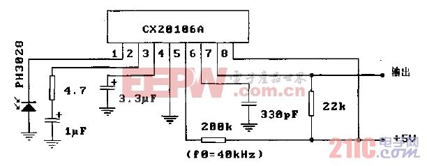 CX20106／CX20106A（电视机）红外线遥控接收前置放大电路-典型应用电路.gif