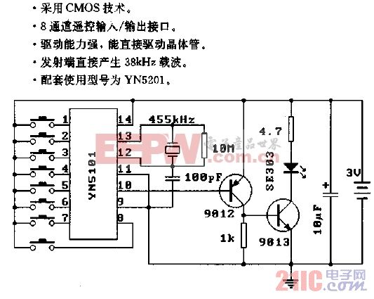 YN5048（电风扇）红外线遥控编码电路.gif