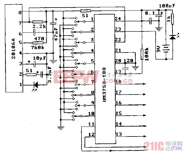 UM3758（通用）红外线或超声波遥控收发两用电路-接收电路.gif