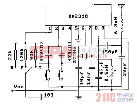 KA2310（玩具）无线电遥控发射控制调节电路-典型应用电路.gif