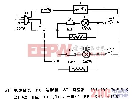 格力NDY-2000W11充油式电暖器电路图.gif