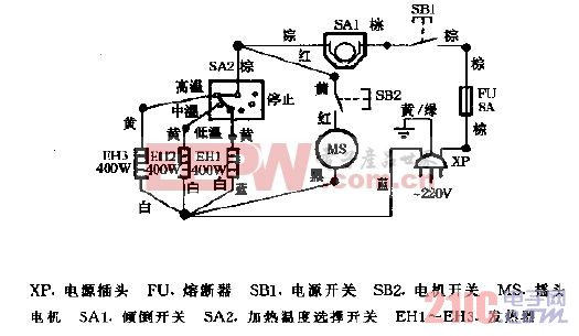 康达明KW-12型三管立式摇摆电暖器电路图.gif