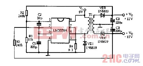 RS-232线路电压驱动器电源电路图.gif