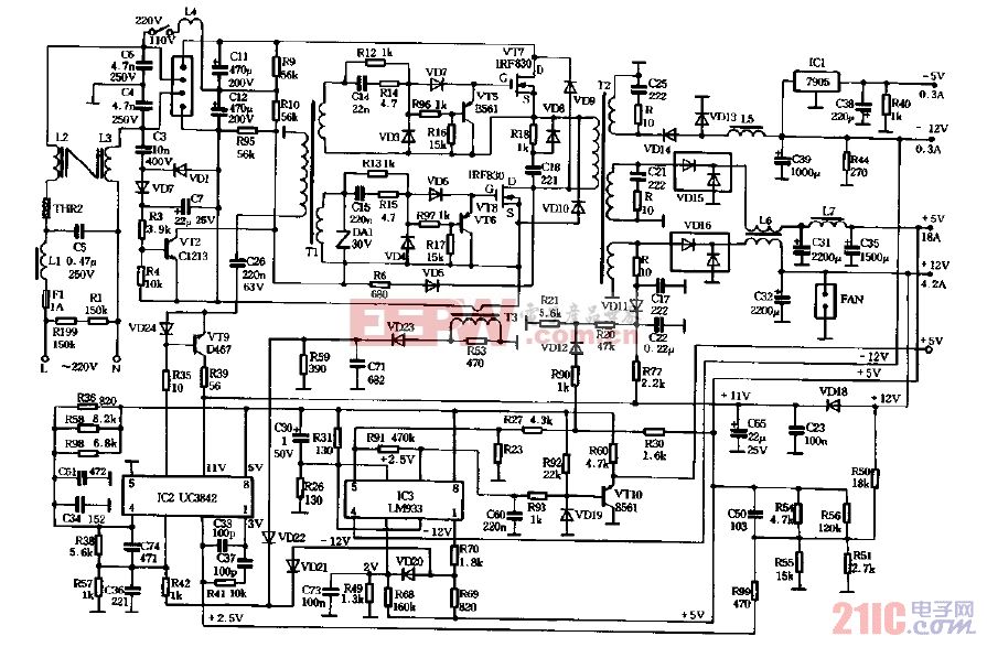ASTEC,SA145-3420微机稳压电源电路图.gif