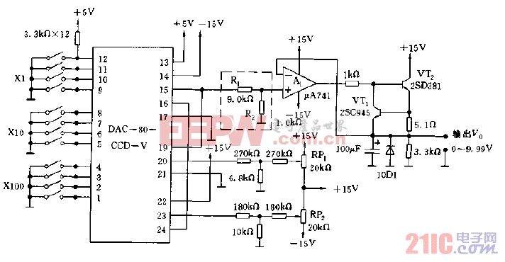 输出电压为0-9.99V的数控基准电压源电路图.gif