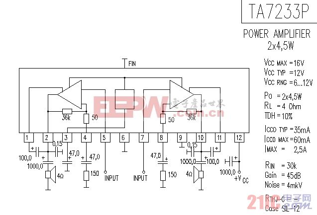 TA7233P音响IC电路图.gif
