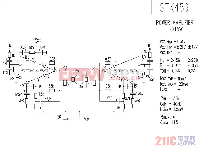 STK459音响IC电路图.gif