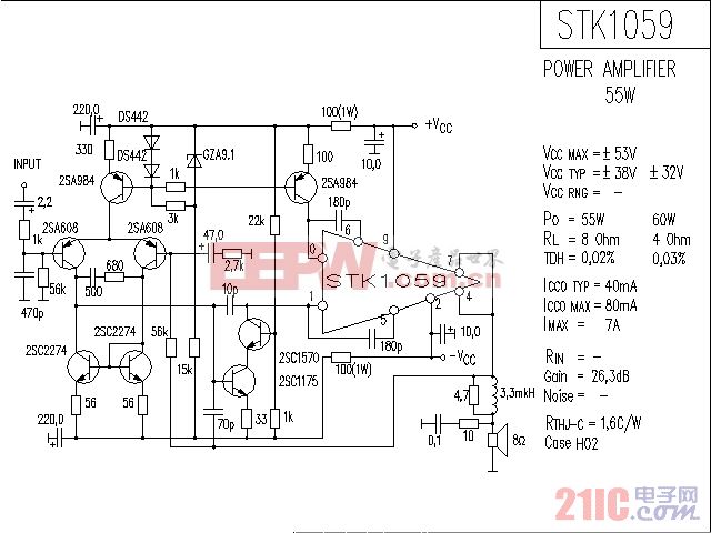 STK1059音响IC电路图.gif