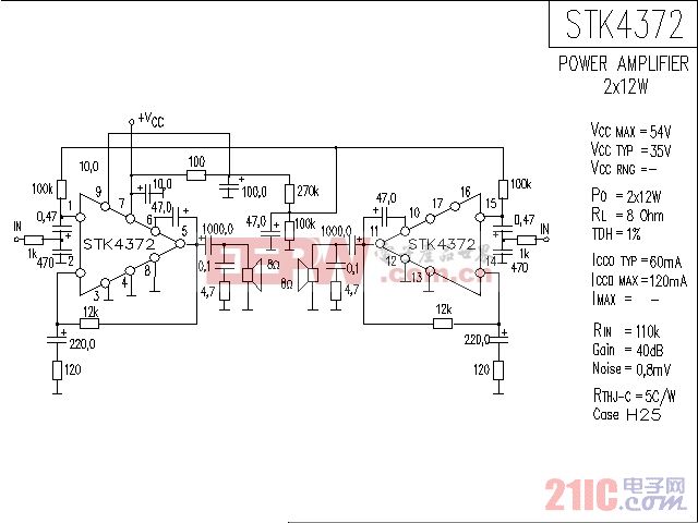 STK4372音响IC电路图.gif