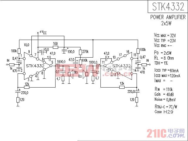STK4332音响IC电路图.gif