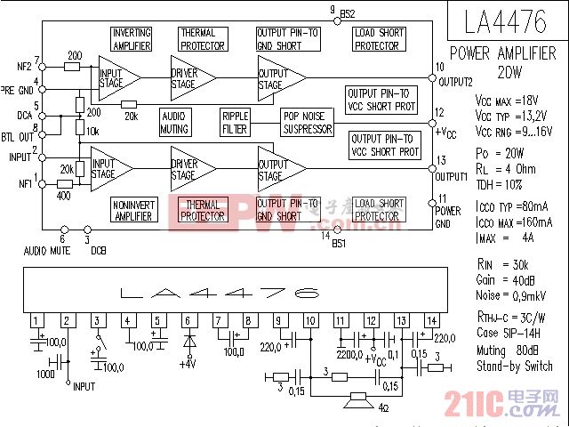 LA4476音响IC放大电路图.gif