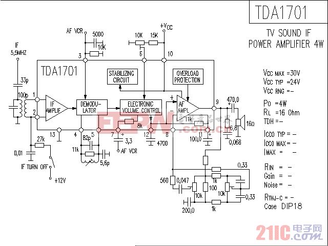 TDA1701功放电路图.gif