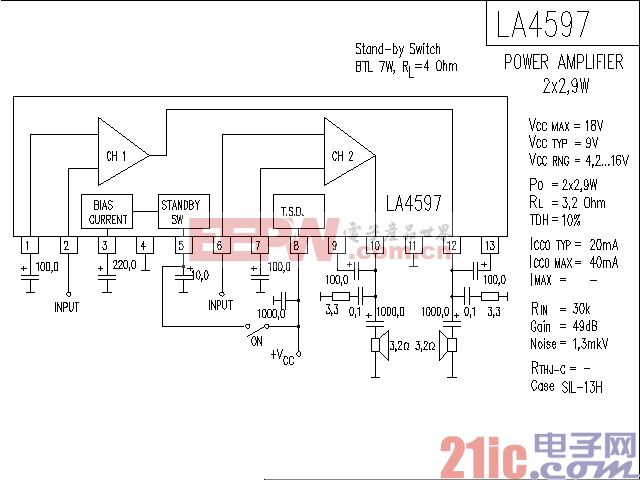 LA4597功率放大器电路图