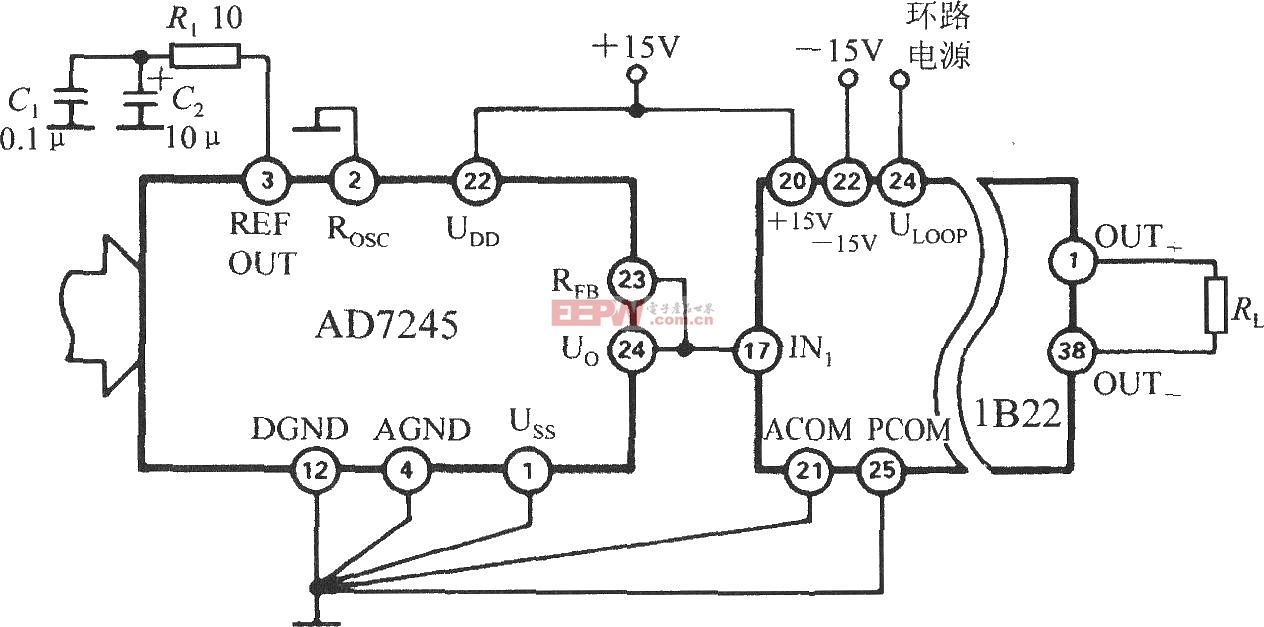 DA转换器AD7245的电流环接口电路