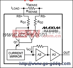 高精度单向电流检测放大器 MAX4080 应用电路
