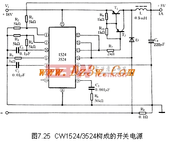 CW1524/2524/3524组成的5V开关电源应用电路
