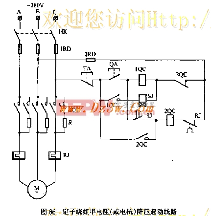 电机定子绕组串电阻(或电抗）降压起动电路