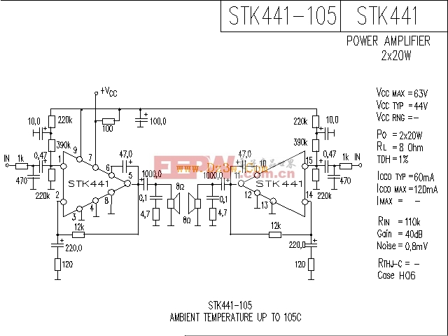 STK441功放电路图,STK441应用电路