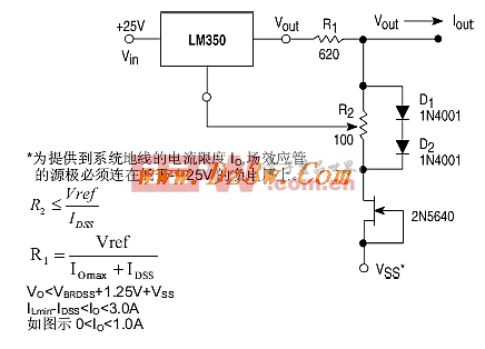 LM350组成的限流稳压电源电路图