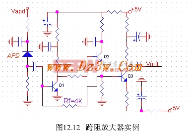 典型光接收机跨阻放大器电路图