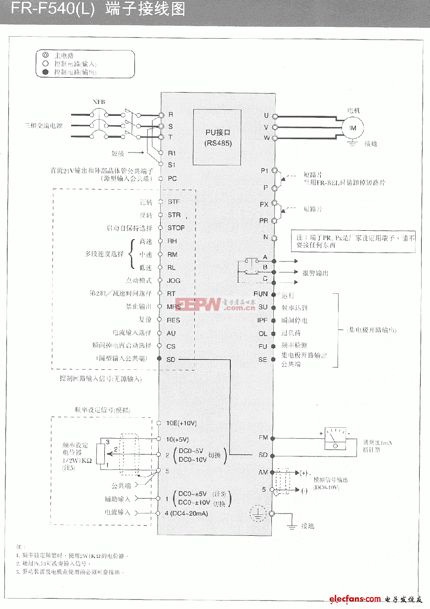三菱变频器FR-F540L接线图