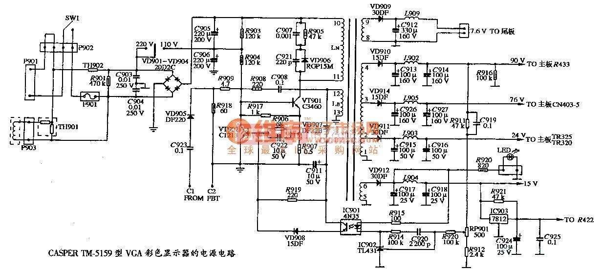 CASPER TM-5159型VGA彩色显示器的电源电路
